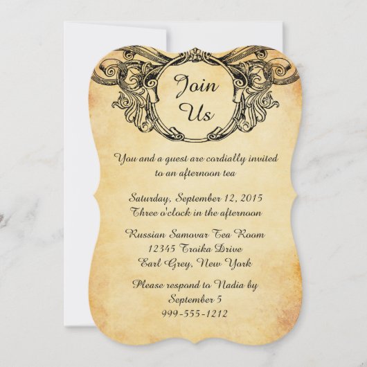 Invitations victoriennes de goûter de style (Devant)