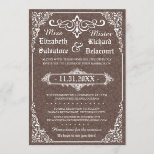 Invitations victoriens gothiques Brown de mariage