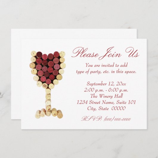 Invitations Vin De Cork Verre (Devant / Derrière)