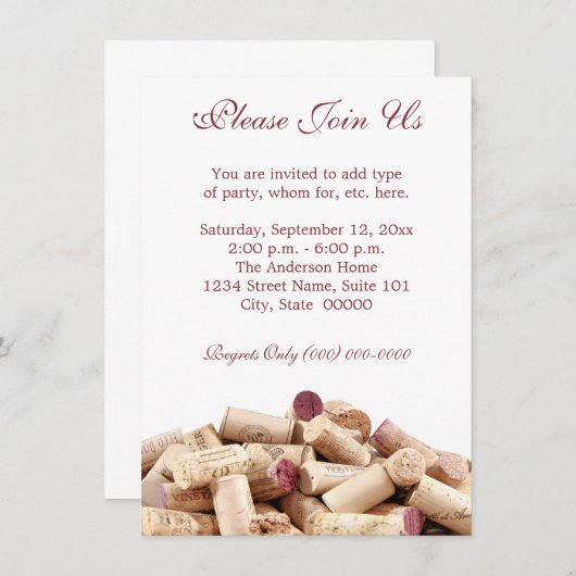 Invitations Vins Corks (Devant / Derrière)