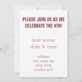 Invitations vintage 4 juillet Fêtes (Dos)