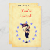 Invitations vintage Americana US Flag Custom Party (Devant / Derrière)