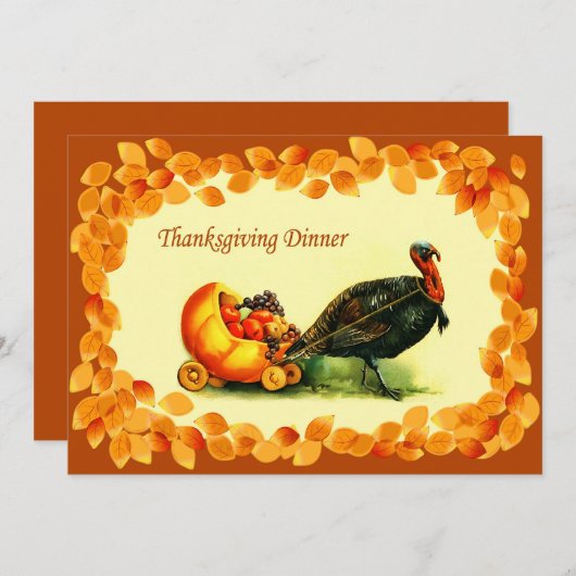 Invitations vintage Art Thanksgiving Diner (Devant / Derrière)