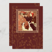 Invitations vintage Art Thanksgiving Diner (Devant / Derrière)
