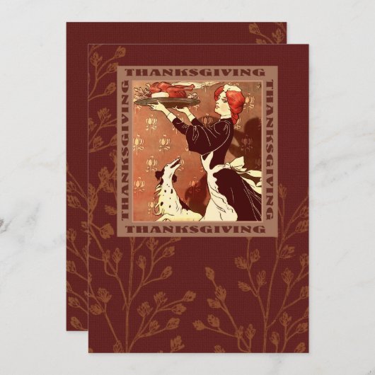 Invitations vintage Art Thanksgiving Diner (Devant / Derrière)
