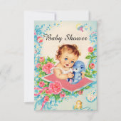 Invitations vintage Baby Girl Baby Shower (Devant)