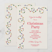 Invitations Vintage Christmas Light Strand Holiday