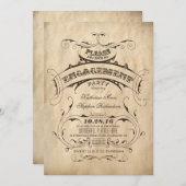 Invitations vintage Elegant Engagement Party (Devant / Derrière)