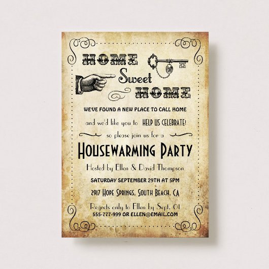 Invitations vintage "Home Sweet Home"