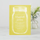 Invitations Vintage Jaune Mason Jar Mariage (Debout devant)