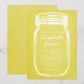 Invitations Vintage Jaune Mason Jar Mariage (Devant / Derrière)