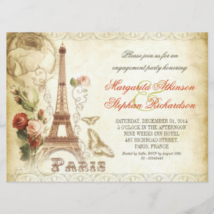 Invitations vintage PARIS chic pour une partie d'e