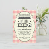 Invitations vintage Pink BBQ Girl Baby Shower (Debout devant)