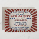 Invitations vintage Rustic 4 juillet BBQ Party (Devant / Derrière)