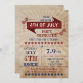 Invitations vintage Rustic 4 juillet Party (Devant / Derrière)