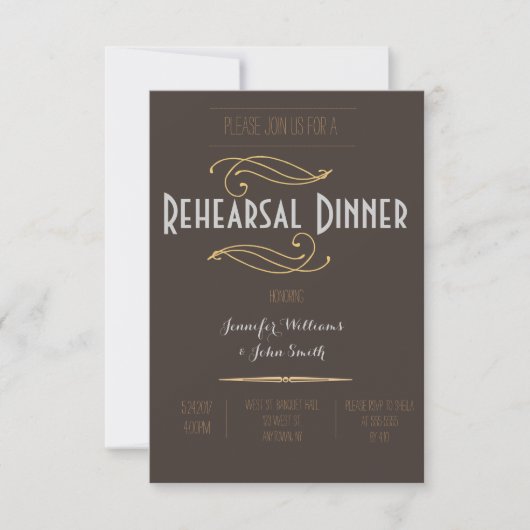 Invitations vintage Rustic Rehearsà (Devant)