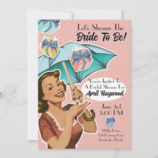 Invitations vintage Umbrella Style ShowParty (Devant)