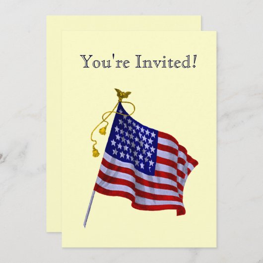 Invitations vintage US Flag Custom Party (Devant / Derrière)