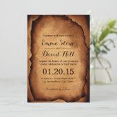 Invitations vintage Vieux Brûlé Papier Mariage (Debout devant)