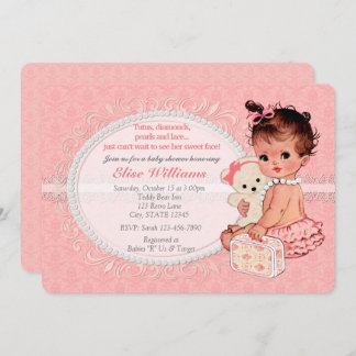 Invitations vintages 3 de baby shower de filles