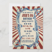 Invitations vintages 4 juillet fête d'anniversaire (Devant)