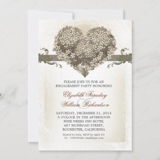 invitations vintages à des parties à l'engagement (Devant)