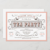 Invitations vintages à Tea Party (Devant / Derrière)