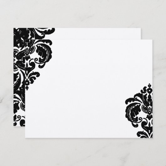 Invitations vintages Black Mariage damassé (Devant / Derrière)