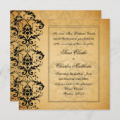 Invitations Vintages Black Mariage damassé (Devant / Derrière)