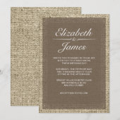 Invitations Vintages Brown de mariage Burlap (Devant / Derrière)