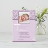 Invitations vintages croisées blanches de baptême (Debout devant)