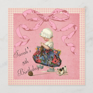Invitations vintages d'anniversaire de ruban de
