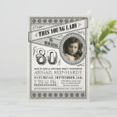 Invitations vintages d'anniversaire d'étape (Debout devant)