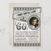 Invitations vintages d'anniversaire d'étape (Devant / Derrière)