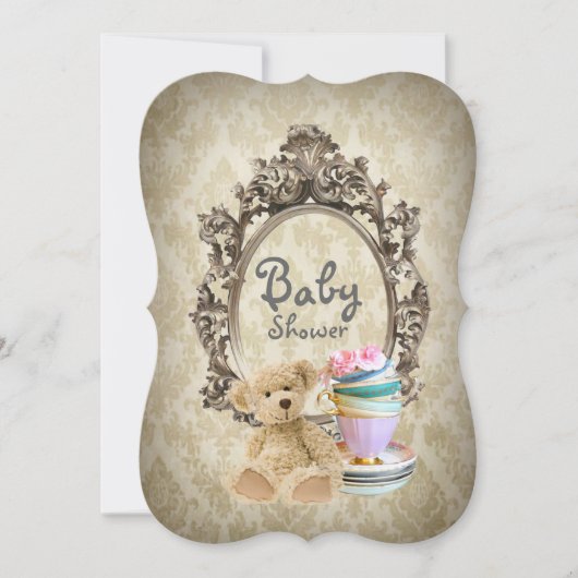 invitations vintages de baby shower d'ours de (Devant)