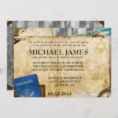 Invitations vintages de barre/bat mitzvah de (Devant / Derrière)