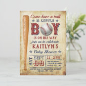 Invitations vintages de baseball Boys Baby Shower (Debout devant)