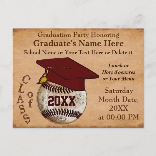 Invitations Vintages de BASEBALL PERSONNALISÉES (Devant)