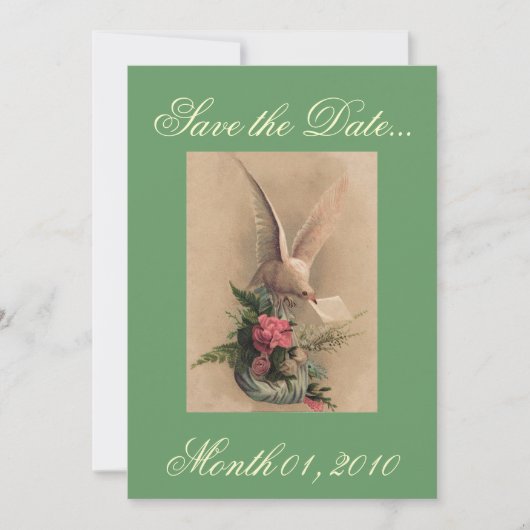 Invitations vintages de colombe et de fleurs (Devant)
