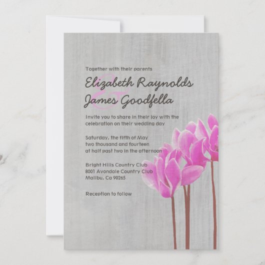 Invitations Vintages de Cyclamen Wedding (Devant)