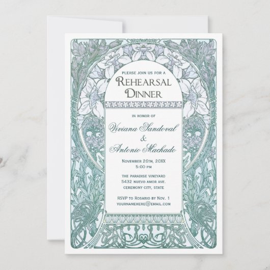 Invitations vintages de dîner de répétition V (Devant)