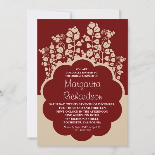 invitations vintages de douche nuptiale et fleurs  (Devant)