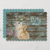 Invitations vintages de douches pour bébé en bois  (Devant / Derrière)