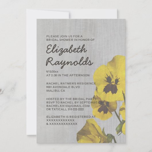 Invitations vintages de Fête de la mariée de (Devant)