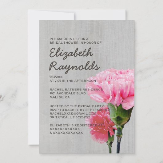 Invitations vintages de Fête de la mariée de (Devant)