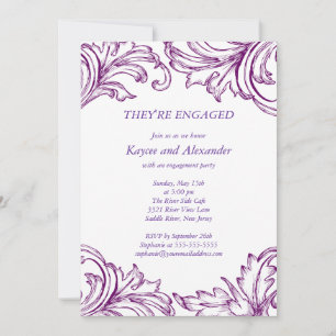 Invitations Vintages de Fiançailles Damas violet