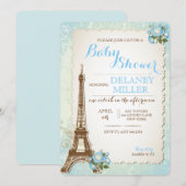 Invitations Vintages de Garçons Baby showers Paris (Devant / Derrière)
