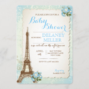Invitations Vintages de Garçons Baby showers Paris