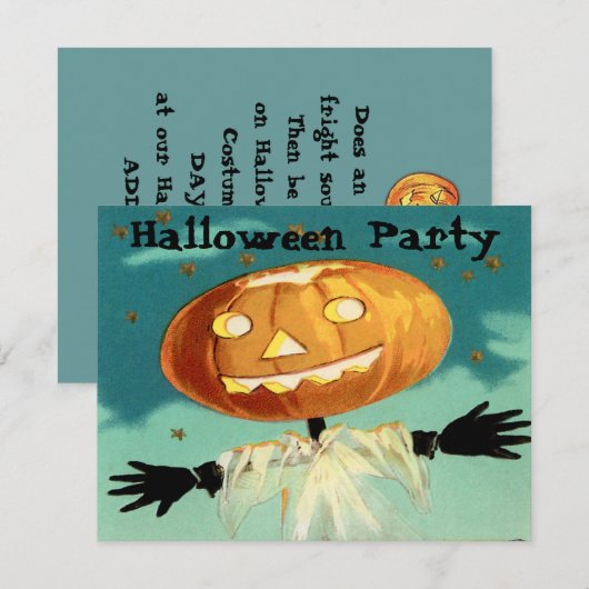 Invitations vintages de Halloween (Devant / Derrière)