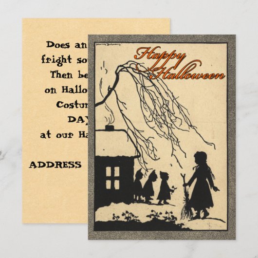 Invitations vintages de Halloween (Devant / Derrière)